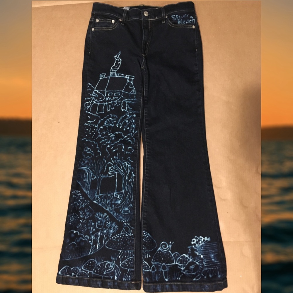 Custom Cottagecore Bleach Gap Jeans